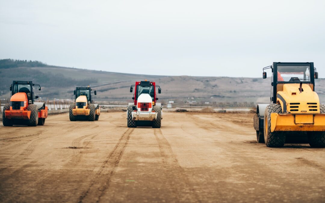 Vibratory Compactor during road and highway construction.